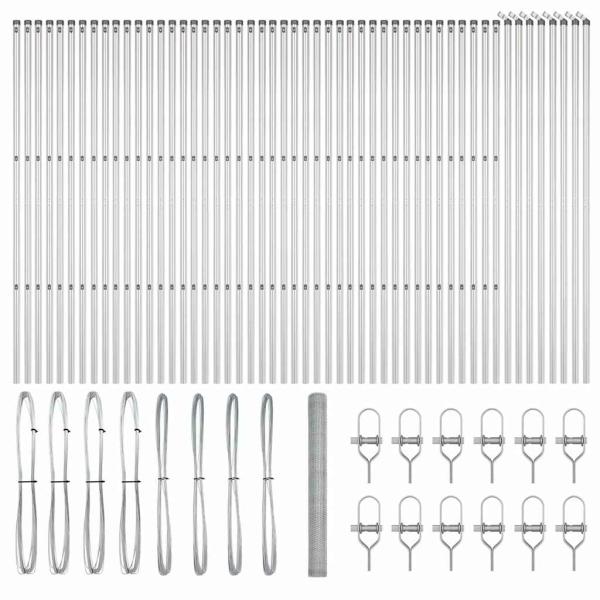 Sechseckzaun 1,6x100 m Feuerverzinkter Stahl, Zaunpfosten 13 Stück Ø32 mm 210 cm Feuerverzinkter Stahl