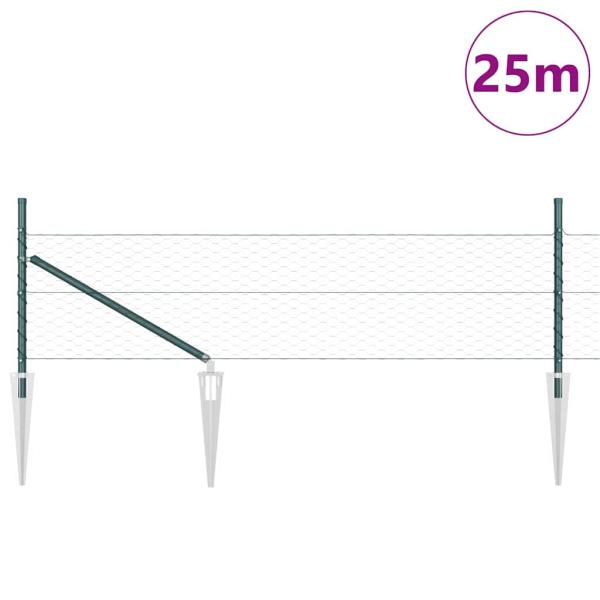 Zaunset Set aus 2 Waldgrün Verzinkter Stahl 25 x 0,5 m