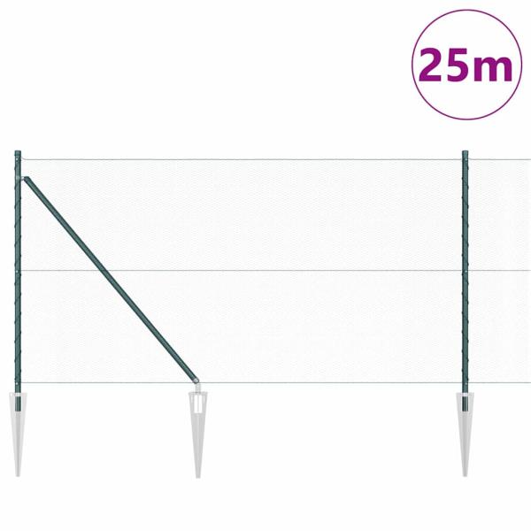 Zaunset Set von 2 Waldgrün Pulverbeschichteter Stahl 25 x 1 m