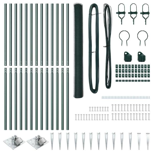 Zaunset Set von 2 Grün Metall 25 x 1,5 m Langlebig