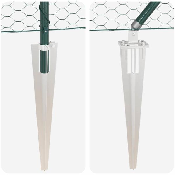 Sechseckzaun Grün 0,5x50 m Stahl, Zaunpfosten mit Spike 13 Stück Ø32 mm 80 cm verzinkter Stahl