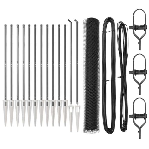 Zaun-Set 2er Set Grau Metall, Kunststoff 25 x 1,2 m Langlebig