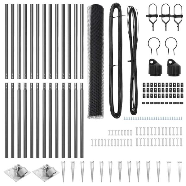 Zaun-Set 2er Set Grau Metall, Kunststoff 25 x 1,2 m Langlebig