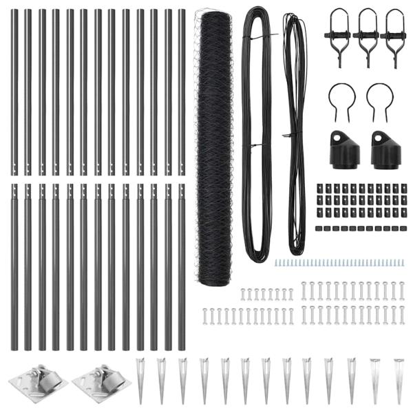 Zaunset Set von 2 Grau Metall 25 x 1,2 m Langlebig Außenzaun