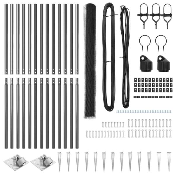 Zaunset Set aus 2 Grau Metall 25 x 1,5 m Langlebig