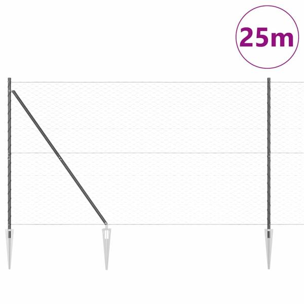 Zaunset Set aus 2 Grau Metall, PVC-beschichteter Draht 25 x 1,5 m