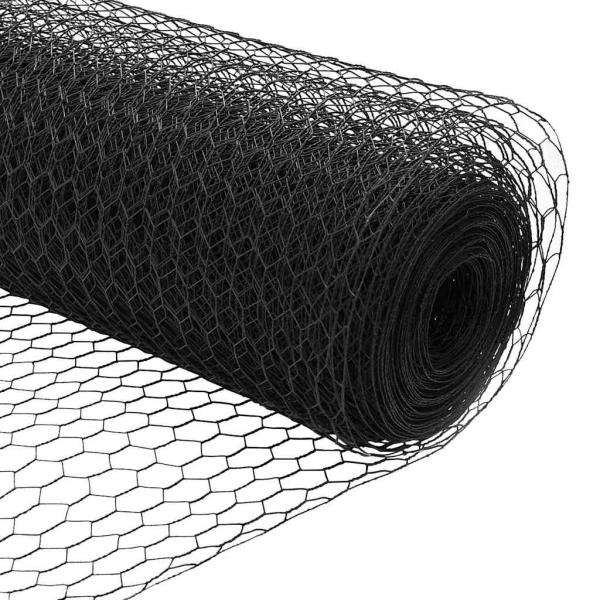 Hexagonzaun Grau 0.5x50 m Stahl, Zaunpfosten mit Spitze 13 Stück Ø32 mm 80 cm verzinkter Stahl