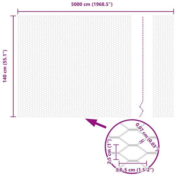Sechseckzaun Grau 1,4x50 m Stahl, Zaunpfosten mit Spitze 13 Stück Ø32 mm 160 cm Verzinkter Stahl