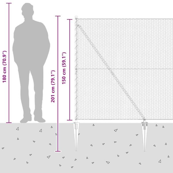 Sechseckzaun Grau 1,5x50 m Stahl, Zaunpfosten mit Spitze 13 Stück Ø32 mm 170 cm Verzinkter Stahl