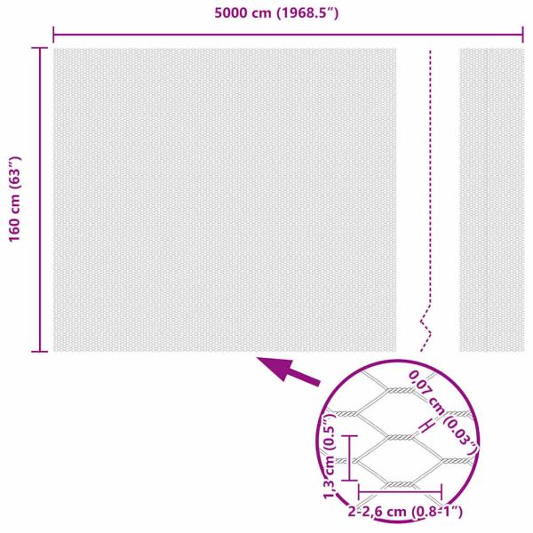 Sechseckzaun Grau 1.6x50 m Stahl, Zaunpfosten mit Spikes 13 Stück Ø32 mm 180 cm Verzinkter Stahl