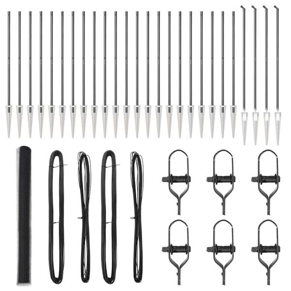 ARDEBO.de - Sechseckzaun Grau 1,6x50 m Stahl, Zaunpfosten mit Spitze 13 Stück Ø32 mm 180 cm Verzinkter Stahl