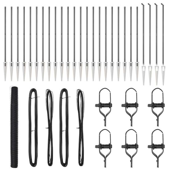 ARDEBO.de - Hexagon Zaun Grau 1,6x50 m Stahl, Zaunpfosten mit Spike 13 Stk Ø32 mm 180 cm Verzinkter Stahl