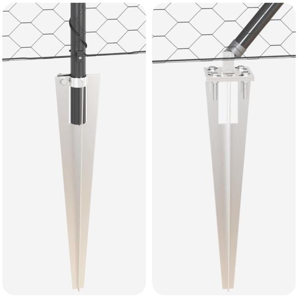 Sechseckzaun Grau 1x100 m Stahl, Zaunpfosten mit Spitze 13 Stück Ø32 mm 120 cm verzinkter Stahl