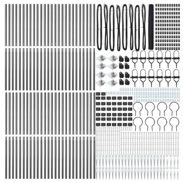Hexagonzaun Grau 1,2x100 m Stahl, Zaunpfosten mit Spitze 13 Stück Ø32 mm 140 cm verzinkter Stahl