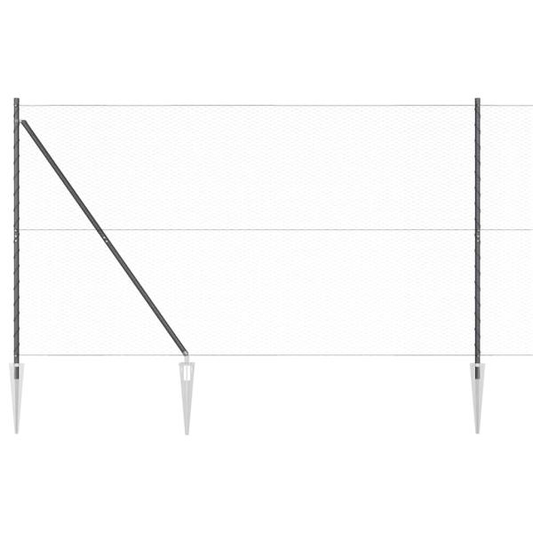 Sechseckzaun Grau 1,5x100 m Stahl, Zaunpfosten mit Spike 13 Stück Ø32 mm 170 cm verzinkter Stahl