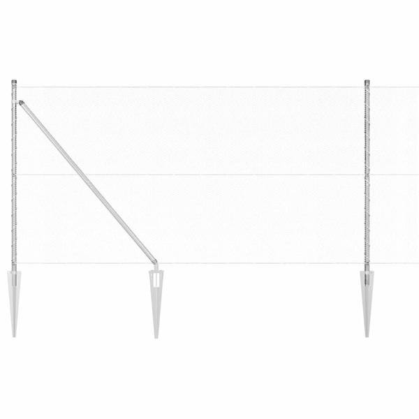 Hexagonzaun 1x10 m feuerverzinkter Stahl, Zaunpfosten mit Spike 7 Stück Ø32 mm 120 cm feuerverzinkter Stahl