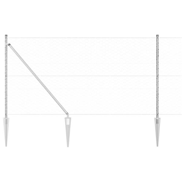 Sechseckzaun 1x10 m verzinkter Stahl, Zaunpfosten mit Spitze 7 Stück Ø32 mm 120 cm verzinkter Stahl