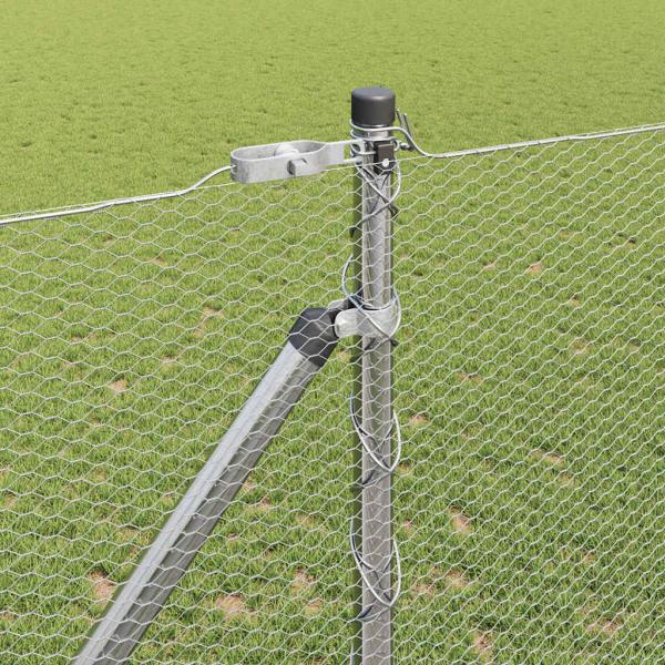 Sechseckzaun 1,4x10 m Feuerverzinkter Stahl, Zaunpfosten mit Spitze 7 Stück Ø32 mm 160 cm Feuerverzinkter Stahl