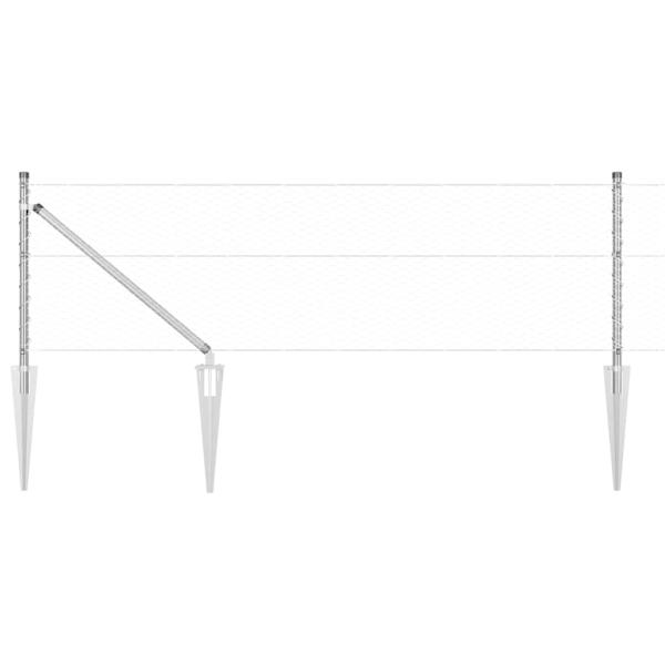 Sechseckzaun 0.6x25 m Verzinkter Stahl, Zaunpfosten mit Spike 13 Stück Ø32 mm 80 cm Verzinkter Stahl