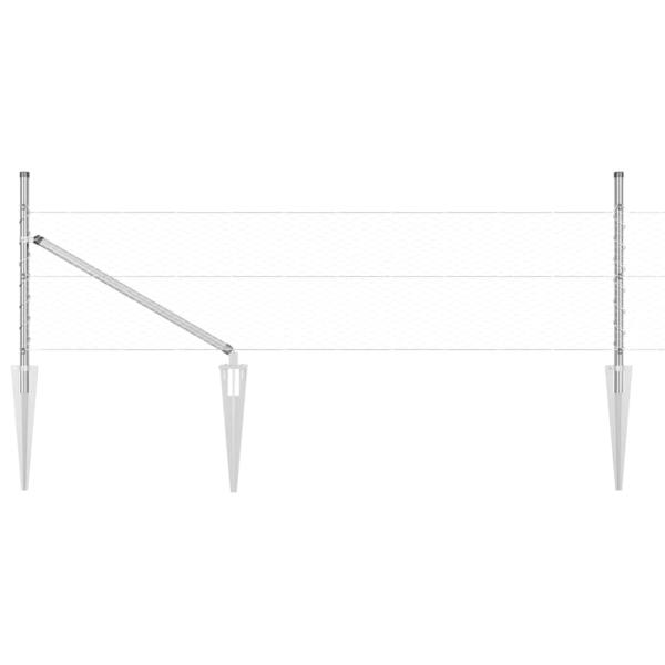 Sechseckzaun 0,8x25 m Verzinkter Stahl, Zaunpfosten mit Spike 13 Stück Ø32 mm 100 cm Verzinkter Stahl