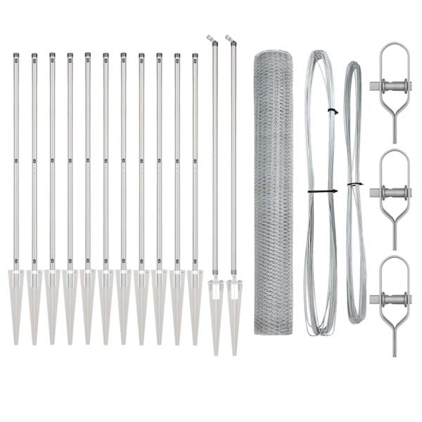 Zaunset Set von 2 Feuerverzinkter Stahl 25 x 1,2 m