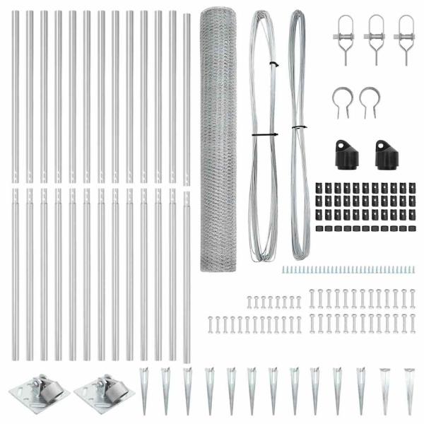 Zaunset Set von 2 Feuerverzinkter Stahl 25 x 1,2 m