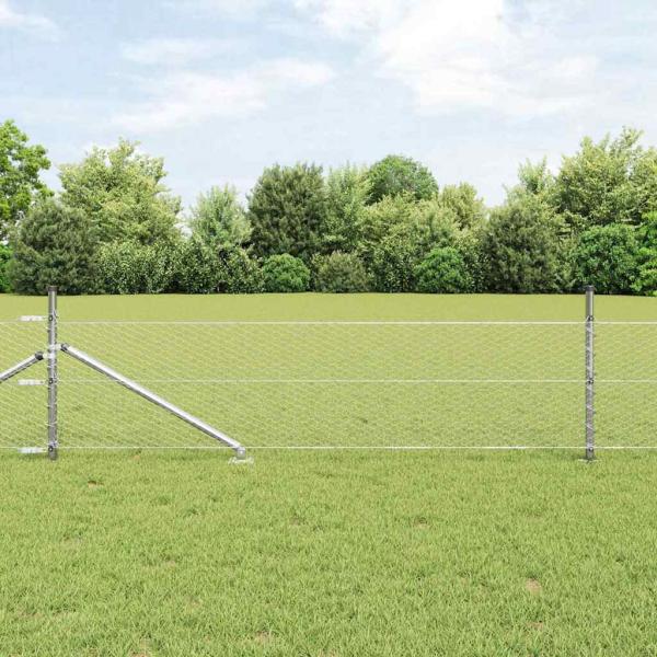 ARDEBO.de - Hexagonzaun 0.5x50 m Verzinkter Stahl, Zaunpfosten mit Spitze 13 Stück Ø32 mm 80 cm Verzinkter Stahl