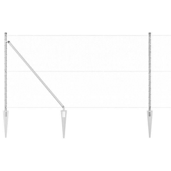 ARDEBO.de - Hexagon-Zaun 1x50 m Verzinkter Stahl, Zaunpfosten mit Spitze 13 Stück Ø32 mm 120 cm Verzinkter Stahl