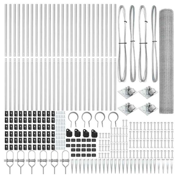 Sechseck-Zaun 1,2x50 m Verzinkter Stahl, Zaunpfosten mit Spitze 13 Stück Ø32 mm 140 cm Verzinkter Stahl