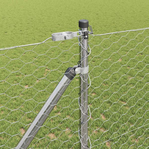 Sechseckzaun 1,2x50 m Verzinkter Stahl, Zaunpfosten mit Spike 13 Stk Ø32 mm 140 cm Verzinkter Stahl