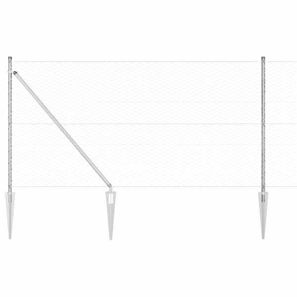Sechseckzaun 1,2x50 m Verzinkter Stahl, Zaunpfosten mit Spike 13 Stk Ø32 mm 140 cm Verzinkter Stahl