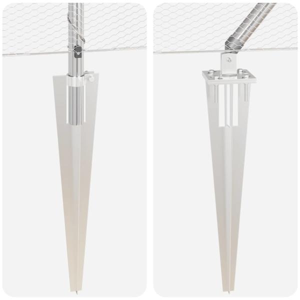 Sechseckzaun 0,4x100 m Verzinkter Stahl, Zaunpfosten mit Spike 13 Stück Ø32 mm 60 cm Verzinkter Stahl