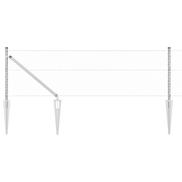 Sechseckzaun 0.6x100 m Verzinkter Stahl, Zaunpfosten mit Spitze 13 Stück Ø32 mm 80 cm Verzinkter Stahl