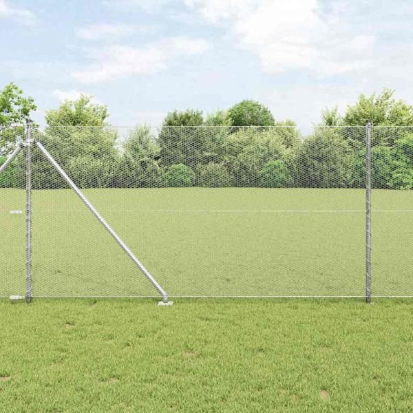 ARDEBO.de - Sechseckzaun 1x100 m Feuerverzinkter Stahl, Zaunpfosten mit Spieß 13 Stück Ø32 mm 120 cm Feuerverzinkter Stahl