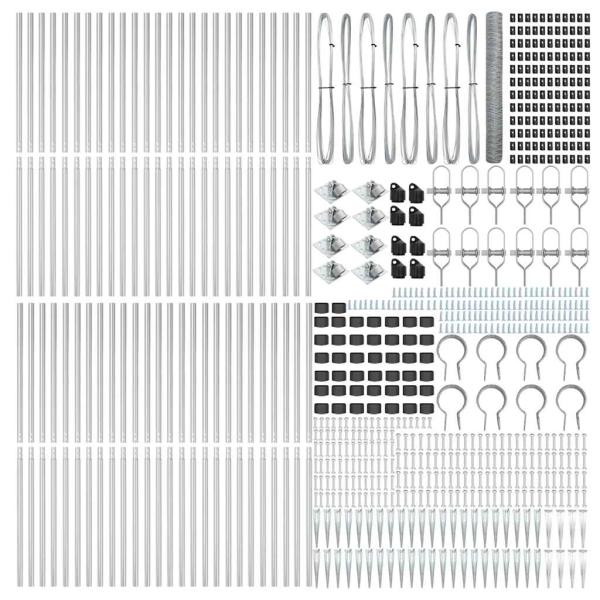Hexagonzaun 1,2x100 m Verzinkter Stahl, Zaunpfosten mit Spitze 13 Stk Ø32 mm 140 cm Verzinkter Stahl