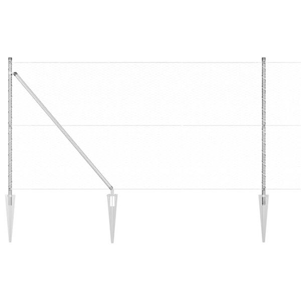 Hexagon Zaun 1.4x100 m Verzinkter Stahl, Zaunpfosten mit Spitze 13 Stück Ø32 mm 160 cm Verzinkter Stahl