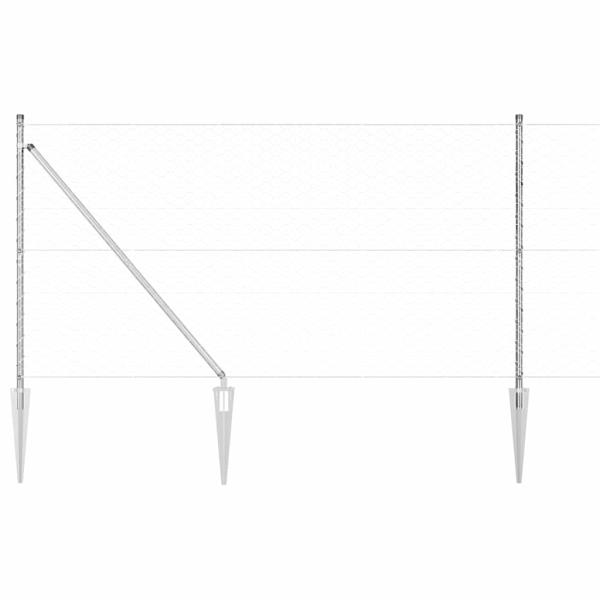 Sechseckzaun 1,4x100 m Verzinkter Stahl, Zaunpfosten mit Spike 13 Stück Ø32 mm 160 cm Verzinkter Stahl