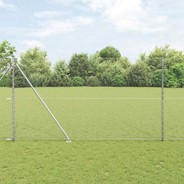 ARDEBO.de - Hexagonzaun 1,5x100 m verzinkter Stahl, Zaunpfosten mit Spitze 13 Stück Ø32 mm 170 cm verzinkter Stahl