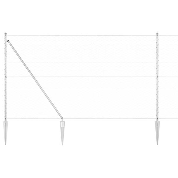 Sechseckzaun 1,5x100 m Verzinkter Stahl, Zaunpfosten mit Spitze 13 Stück Ø32 mm 170 cm Verzinkter Stahl