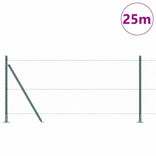 Zaunset Set aus 2 Dunkelgrün Verzinkter Stahl 25 x 1 m