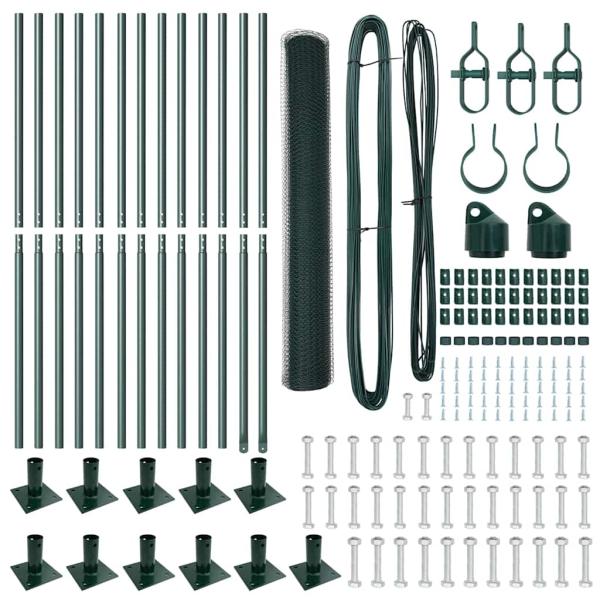 Zaunset Set aus 2 Dunkelgrün Verzinkter Stahl 25 x 1 m