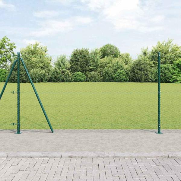 ARDEBO.de - Zaunset Set aus 2 Grün Stahl 25 x 1,2 m Langlebig Zaunset