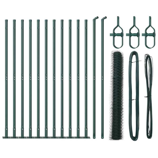 Zaunset Set aus 2 Grün Stahl 25 x 1,2 m Langlebig Zaunset