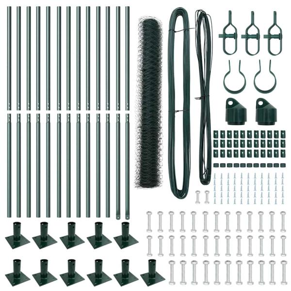 Zaunset Set aus 2 Grün Stahl 25 x 1,2 m Langlebig Zaunset