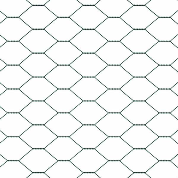 Hexagonzaun Grün 1,4x50 m Stahl, Zaunpfosten mit Basisplatten 13 Stück Ø32mm 78,5cm verzinkter Stahl
