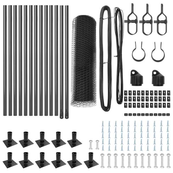 Zaunset Set von 2 Grau Metall 25 x 0,5 m Langlebig Außenzaun