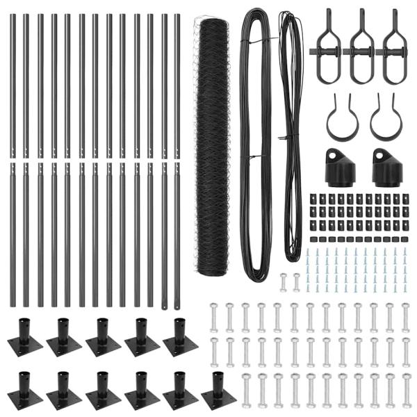 Zaunset Set aus 2 Grau Metall 25 x 1,2 m Langlebig Außenzaun