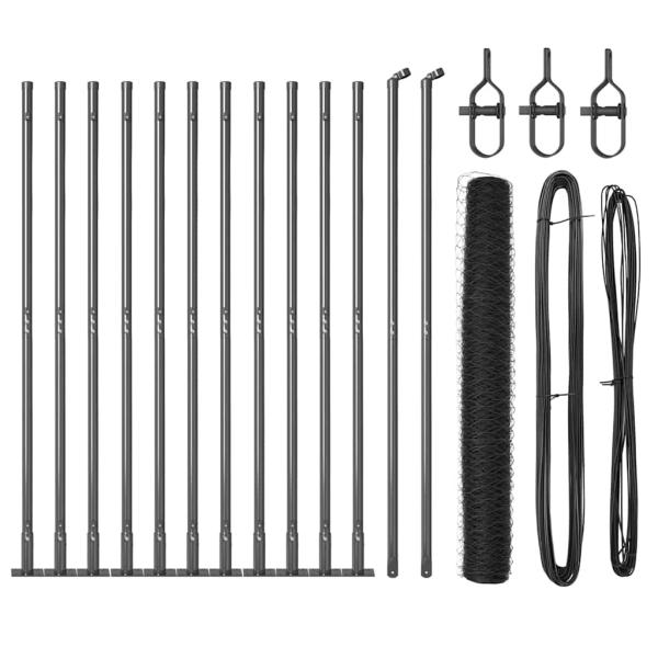 Zaunset Set aus 2 Grau Stahl 25 x 1,2 m Langlebig Außenzaun