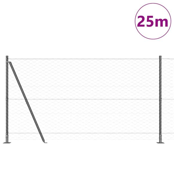 Zaunset Set aus 2 Grau Stahl 25 x 1,2 m Langlebig Außenzaun