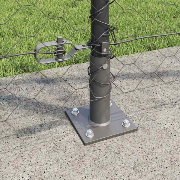 Zaunset Set aus 2 Grau Stahl 25 x 1,2 m Langlebig Außenzaun